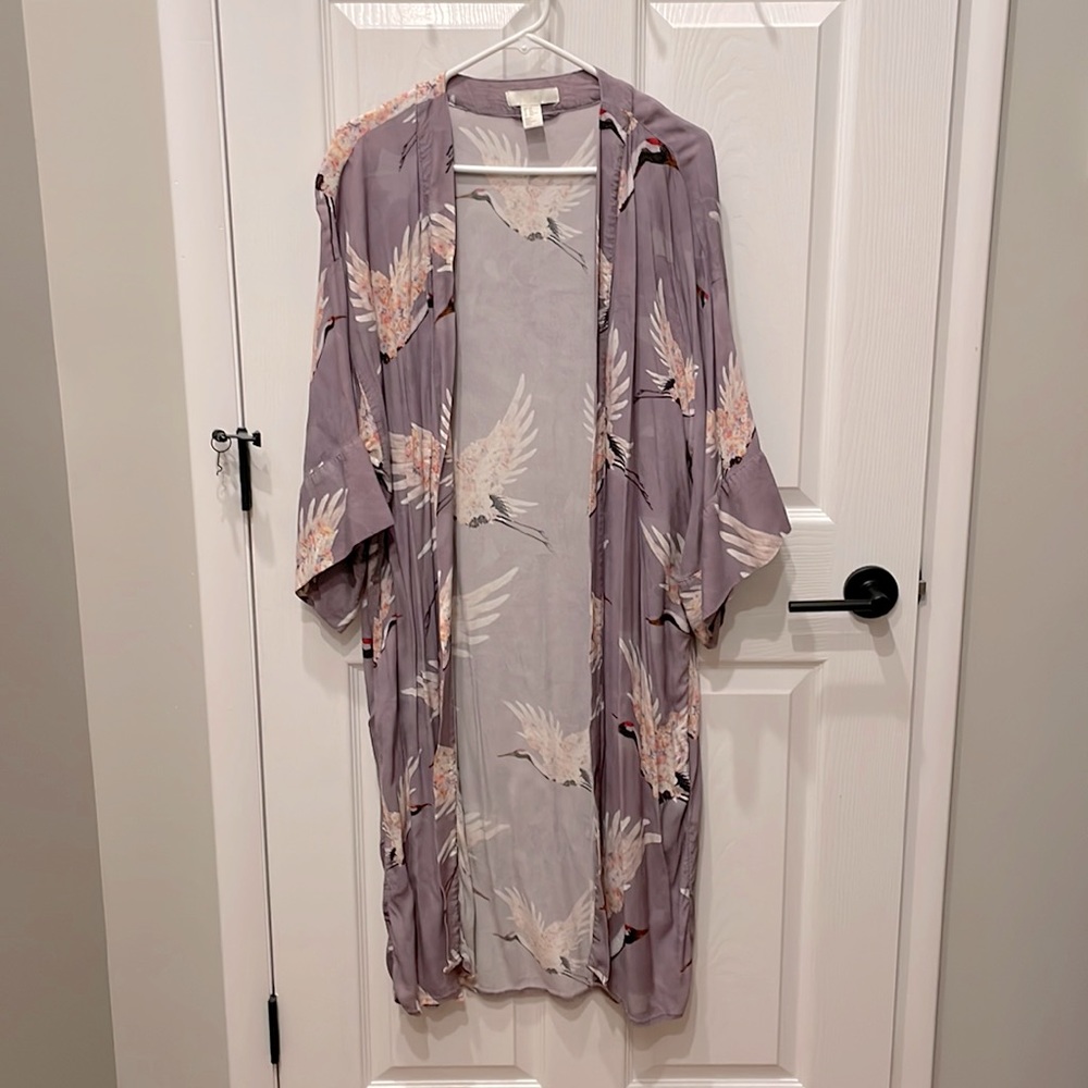 Lavender heron kimono cardigan